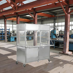 รถเข็นขายของเคลื่อนที่แบบพับได้ ทำจากสแตนเลส 4 ล้อ สำหรับขายฮอทดอก กาแฟ ไอศกรีม ขนม - Product Image 1