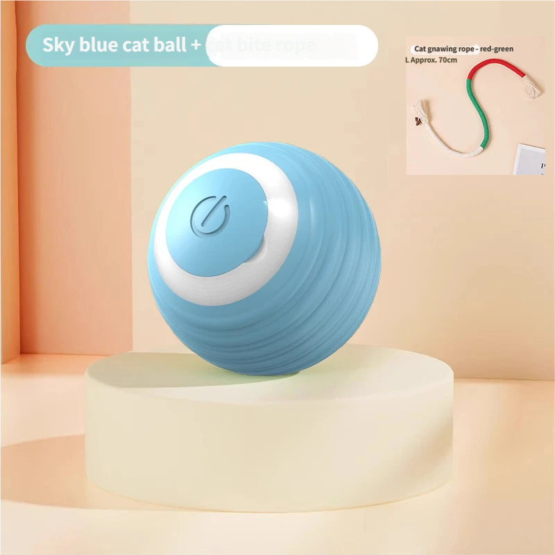 Pelota de juguete para gatos azul cielo+El gato muerde la cuerda