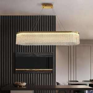 Suspension de luxe en acier inoxydable Salle à manger Lustre rectangulaire en cristal or k9 - Product Image 3