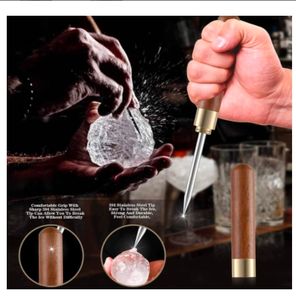 Picahielo de acero inoxidable para herramienta de metal de cocina con mango de madera y funda - Product Image 2