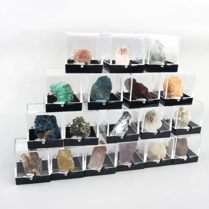 Wholesale Natural Crystal Gemstone Raw Specimen Acrylic Packaging Display Box For Decoration