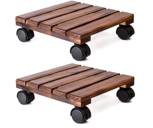 Supports à plantes en bois carrés, déplaceur de pots de fleurs, <span class=keywords><strong>support</strong></span> à plantes avec <span class=keywords><strong>support</strong></span> à fleurs carré en bois verrouillable - Product Image 1