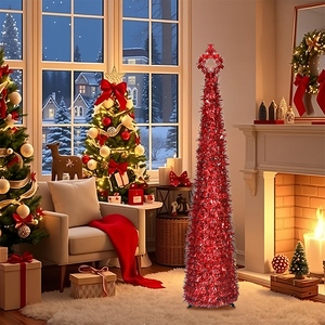 <span class=keywords><strong>Sapin</strong></span> <span class=keywords><strong>de</strong></span> Noël artificiel fin <span class=keywords><strong>de</strong></span> 150 cm en guirlande rouge, décoration <span class=keywords><strong>de</strong></span> fête pour la maison <span class=keywords><strong>et</strong></span> les événements - Product Image 6
