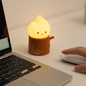 ไฟ LED ไร้เปลวไฟแบบทันสมัยน่ารักชาร์จไฟได้5V สีขาวโปรเจคเตอร์ไฟกลางคืนไฟฉาย ABS ตกแต่งบ้านสีขาวอบอุ่น - Product Image 1