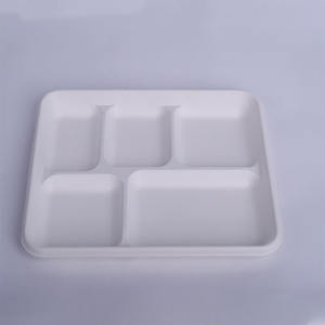 Barquettes et assiettes jetables biodégradables imperméables à six compartiments en pulpe de canne à sucre, qualité commerciale, usage industriel - Product Image 6