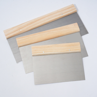 Vente en gros LC602 Couteau plat de qualité industrielle Type Grattoir Outil de peintre poli Manche en bois Lame Adhésif Remplissage de fissures Noir