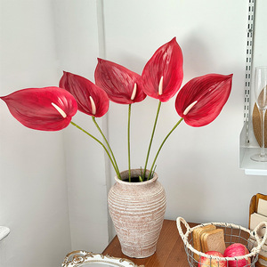 Fleur d'Anthurium Artificielle Yasunobu, Branche Unique en PVC, Décoration de Mariage, Accessoires de Photographie - Product Image 3