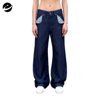 Jeans en denim brut japonais selvedge vintage sur mesure pour homme, coupe droite ample, indigo foncé, design original XUCHANG