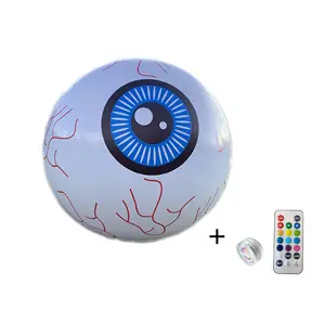 ลูกบอลตกแต่งธีมฮาโลวีนเป่าลมรูปตาชั่วร้ายพร้อมไฟ LED