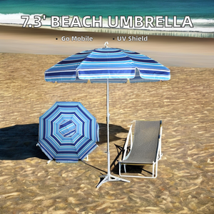 Sombrilla de playa de poliéster portátil para exteriores, diseño de playa de costillas de 8K, marco de paraguas de estilo moderno, 180cm, 210cm, 300cm - Product Image 2