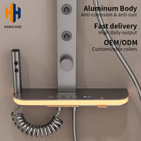 Grifos de Ducha Termostáticos LED Modernos de Doble Manija con Efecto Lluvia, Juego de Ducha SPA de Tubo Cuadrado para Montaje en Pared, Hoteles y Oficinas
