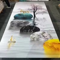 YYS Bambus-Holzfaser Tiermuster 3D-Druck Strukturierte Wasserwellenoptik Amerikanischer Stil Wandpaneel (Bambus-Holzfaser-Verkleidung)