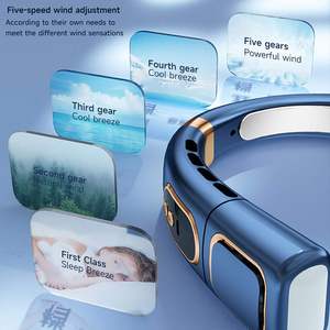 2026 New Arrivals Foldable Plastic Wearable Neck Fan English Display Rechargeable USB Portable <b>Cooling</b> Fan for Outdoor Use Best - Product Image 4