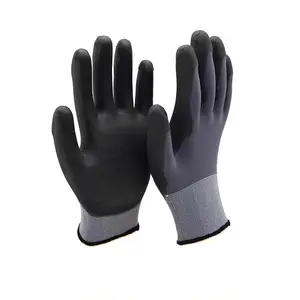 Оптовая Продажа с фабрики, легкие защитные перчатки для промышленной безопасности, перчатки с нитриловым покрытием, 15 г, нейлоновые рабочие перчатки из спандекса