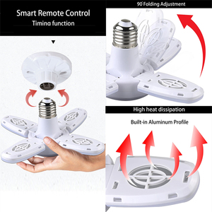 Bombilla LED inteligente con forma de ventilador <span class=keywords><strong>E27</strong></span>, 4 + 1 aspas, 28W, diseño plegable, control remoto con función de sincronización para lámpara de techo - Product Image 6
