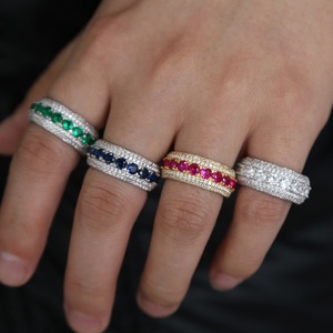 BIANCO verde <span class=keywords><strong>rosso</strong></span> blu 5A cubic zirconia cz wedding fidanzamento band completa cz eternity band ring per gli uomini - Product Image 4