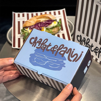 Boîtes à sandwich en papier écologiques jetables personnalisées, boîtes à emporter en carton ondulé kraft imprimées sur mesure pour sandwich