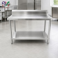 Table de travail en acier inoxydable pour usage commercial avec dosseret et étagère inférieure pour équipement de cuisine de restaurant