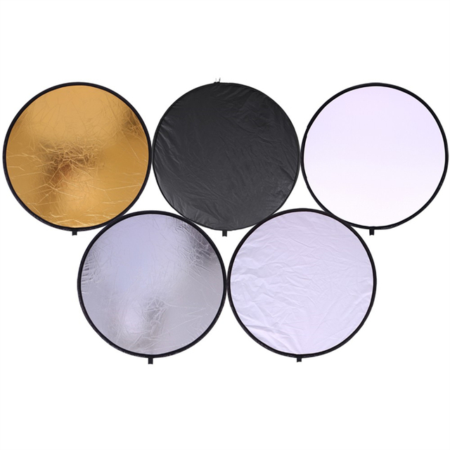 5 in 1 Photography Reflector Round Collapsible Photo Studio Light Diffuser Multi Color Outdoor 60/80/110CM