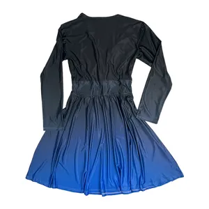 שרוול ארוך צלב צווארון V הדפסת העברת חום שמלת נשים בסגנון אלגנטי שמלות קז'ואל לנשים