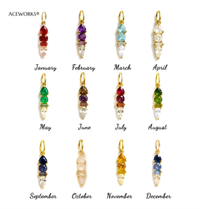 จี้หินประจำเดือนเกิด |   จี้ห้อยทรงแท่งประดับเพชรซิร์คอนเคลือบทอง 18K PVD บนสแตนเลสสตีล |   กันน้ำและป้องกันการแพ้ - Product Image 3