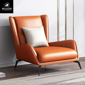 Kain kulit mewah Modern bingkai logam kursi santai furnitur sandaran tangan rendah desain baru hotel ruang tamu malas <span class=keywords><strong>Sofa</strong></span> tunggal - Product Image 5