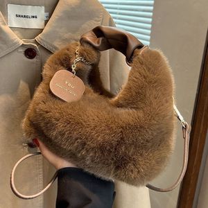 Sac à main en peluche pour <span class=keywords><strong>femme</strong></span> - Sac à bandoulière en fausse fourrure douce avec sangle amovible et poignée supérieure en cuir PU - Product Image 1