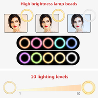 RGB Lampu Cincin Warna Impian Tripod Berdiri Lampu Lantai Dudukan Dapat Disesuaikan Pencahayaan Siaran Langsung Makeup Video YouTube Lampu Cincin LED