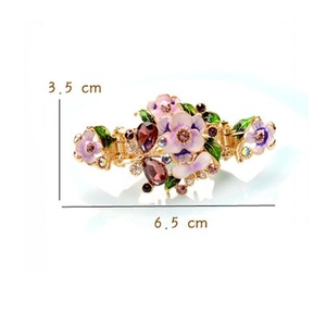 Pince à cheveux vintage en émail motif fleur et crabe, avec strass et paysage palacieux, fleurs colorées, pour femme - Product Image 5