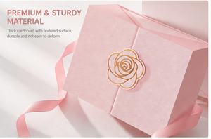 Custom <b>Pink</b> Double Door <b>Gift</b> Box with Rose Decor Rigid Cardboard Valentine's Day Packaging Mystery Blind Box for Jewelry - Product Image 5