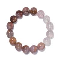 Bracelet en Quartz Fantôme Naturel, Bracelets Perlés en Kunzite, Pierre de Lune, Quartz Rose Sakura, Bijoux Élastiques de Guérison en Pierre de Lune