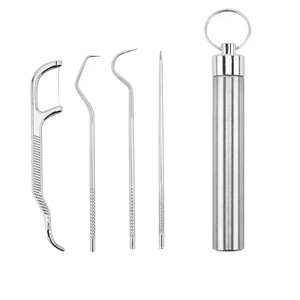 Stainless Steel <b>Toothpick</b> Set Tooth Flossing Reusable <b>Toothpicks</b> Portable <b>Toothpick</b> <b>Floss</b> Teeth Cleaner Oral Cleaning Tools 2024 - Product Image 3