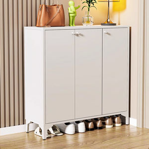 Elegant Modern 3-Door Steel Shoe Cabinet Durable White Organizational Furniture <b>for</b> Living Room Workshop Home Hotel Entry Gym - Product Image 5