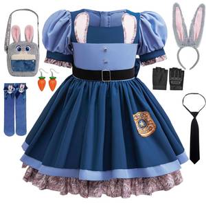 Set Costume da Poliziotto Coniglio per Bambini con Orecchie da Coniglio, Borsa, Guanti e Accessori per Ragazze, Halloween e <span class=keywords><strong>Cosplay</strong></span> - Product Image 1