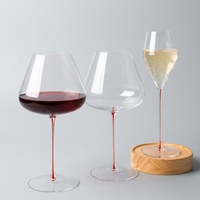 Verre à vin rouge de luxe en cristal soufflé à la main, ultra-fin, à pied fin, sans plomb, flûte à champagne