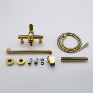 Robinet de salle de bain en or brossé Austenite In Wall, ensemble bain-douche en acier inoxydable 304, forme cylindrique, avec douchette dissimulée - Product Image 2
