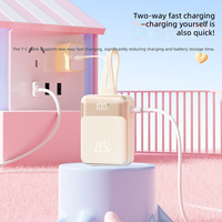 Cargador Portátil Ultra Delgado de Alta Capacidad 10000mAh 2 en 1 Tipo-C, Carga Rápida de 20W, Banco de Energía con Pantalla Digital, Cable de Viaje