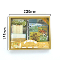 Set de 155 Piezas de Papelería Vintage A6, Cuaderno Cuadriculado, Cintas Adhesivas Washi, Notas Adhesivas, Tarjetas, Scrapbook, Caja de Regalo, Bloc de Notas con Pinturas al Óleo de Van Gogh