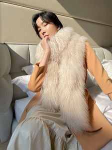 ZDFURS Écharpe en fourrure de mouton mongole et tibétaine de qualité Double face Long col en fourrure de peau entière d'hiver épaissi - Product Image 4