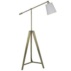 Lampadaire à bras réglable sur trépied en laiton avec abat-jour conique blanc | Éclairage moderne vintage pour décor de chambre d'hôtel - Product Image 1