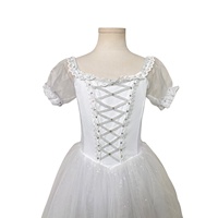 R0851 Petite robe de ballet en tulle blanc féerique Little Silfield Giselle pour filles, robe romantique à manches bouffantes, costume de scène