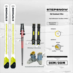 Ensemble de ski en bois 2026 pour jeunes, skis alpins avec fixations, chaussures de ski flexibles et légères et bâtons 120 cm - Product Image 2
