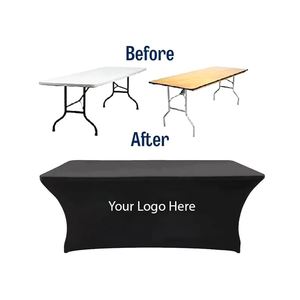Nappe en polyester imprimée avec logo, housse ajustée de 8 pieds pour banquets, événements sportifs, décorations d'église - Product Image 2