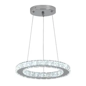 Modern Changeable Colors Pendant lamps Stainless Steel 16W Round Led Strip Crystal Chandelier Lights