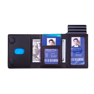 Portable Magnetic Trifold <b>Wallet</b> <b>Card</b> <b>Holder</b> RFID Blocking Pop Up <b>Card</b> <b>Wallet</b> with Anodized Aluminum <b>Card</b> Case <b>for</b> Travel Daily - Product Image 1