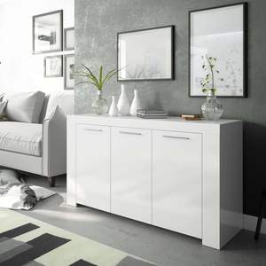 Aparador Multiusos Ajustable de <span class=keywords><strong>Madera</strong></span> Estilo Europeo Moderno, Mueble de Salón, Guardarropa, Color Blanco - Product Image 2