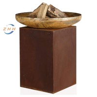 Brasero en acier corten avec anneau de grill, foyer avec plaque de grill et grille de grill, durable et résistant à la corrosion