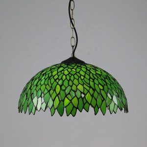 LongHuiJing Tiffany Hanging Lamp Stained Glass Lampshade Pendant <b>Lights</b> Fixture Antique Glass Pendant - Product Image 1