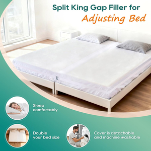 Puente de <span class=keywords><strong>Cama</strong></span> 3 en 1 de Individual a King <span class=keywords><strong>con</strong></span> Sábana Ajustable Integrada, Relleno para Huecos de <span class=keywords><strong>Cama</strong></span> King Dividida y Ajustable, 78"x75" - Product Image 2