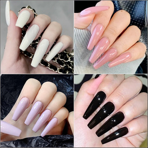 240 faux ongles de couleurs assorties en ABS, forme ballerine longue carrée, en gel souple à presser - Product Image 2